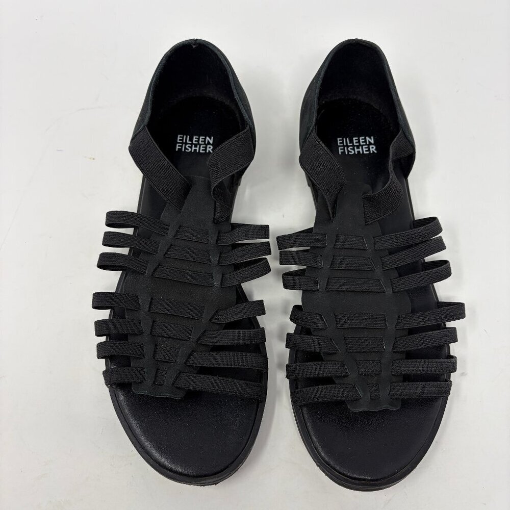 Eileen Fisher Rato strappy fisherman sandals 7.5 black flat